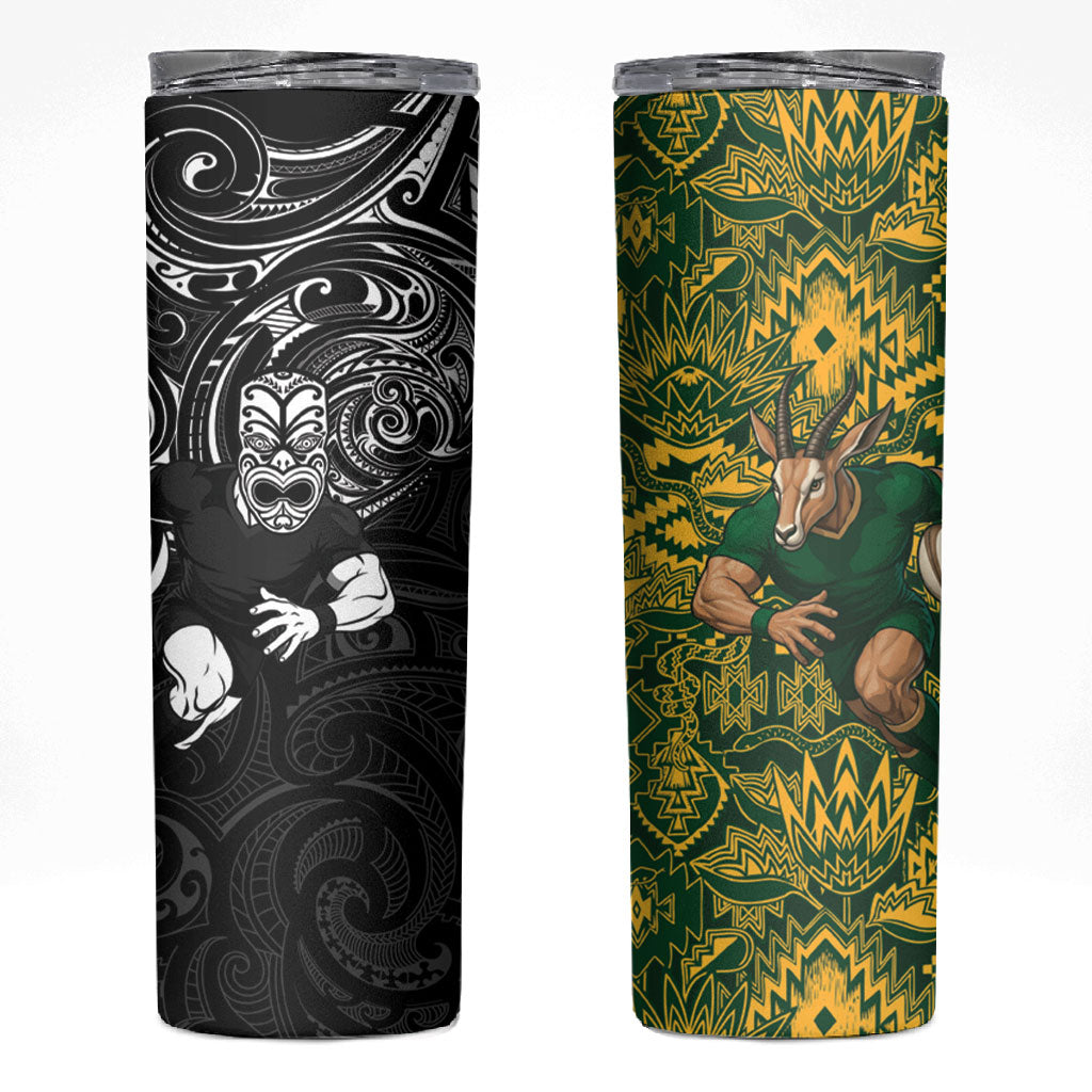 South Africa vs New Zealand Skinny Tumbler Rugby se Grootste Wedywering Two Nations One Battle