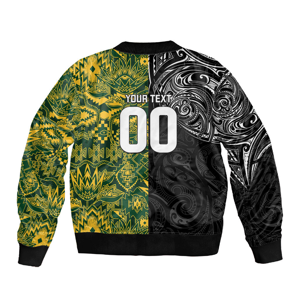 Custom South Africa vs New Zealand Sleeve Zip Bomber Jacket Rugby se Grootste Wedywering Two Nations One Battle