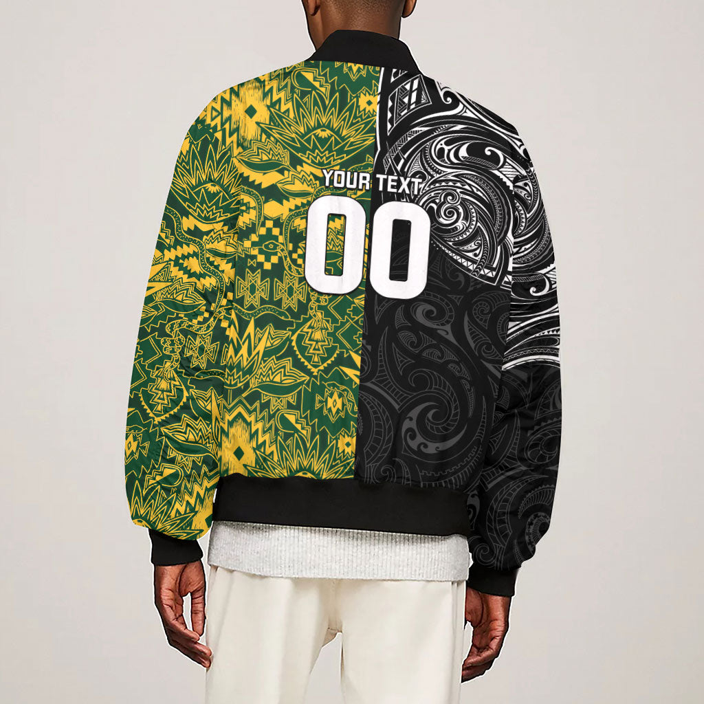 Custom South Africa vs New Zealand Sleeve Zip Bomber Jacket Rugby se Grootste Wedywering Two Nations One Battle