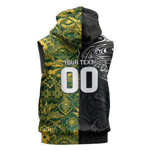Custom South Africa vs New Zealand Sleeveless Hoodie Rugby se Grootste Wedywering Two Nations One Battle