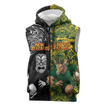 Custom South Africa vs New Zealand Sleeveless Zip Hoodie Rugby se Grootste Wedywering Two Nations One Battle
