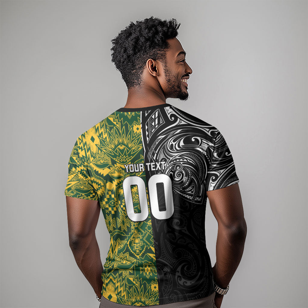 Custom South Africa vs New Zealand T shirt Rugby se Grootste Wedywering Two Nations One Battle