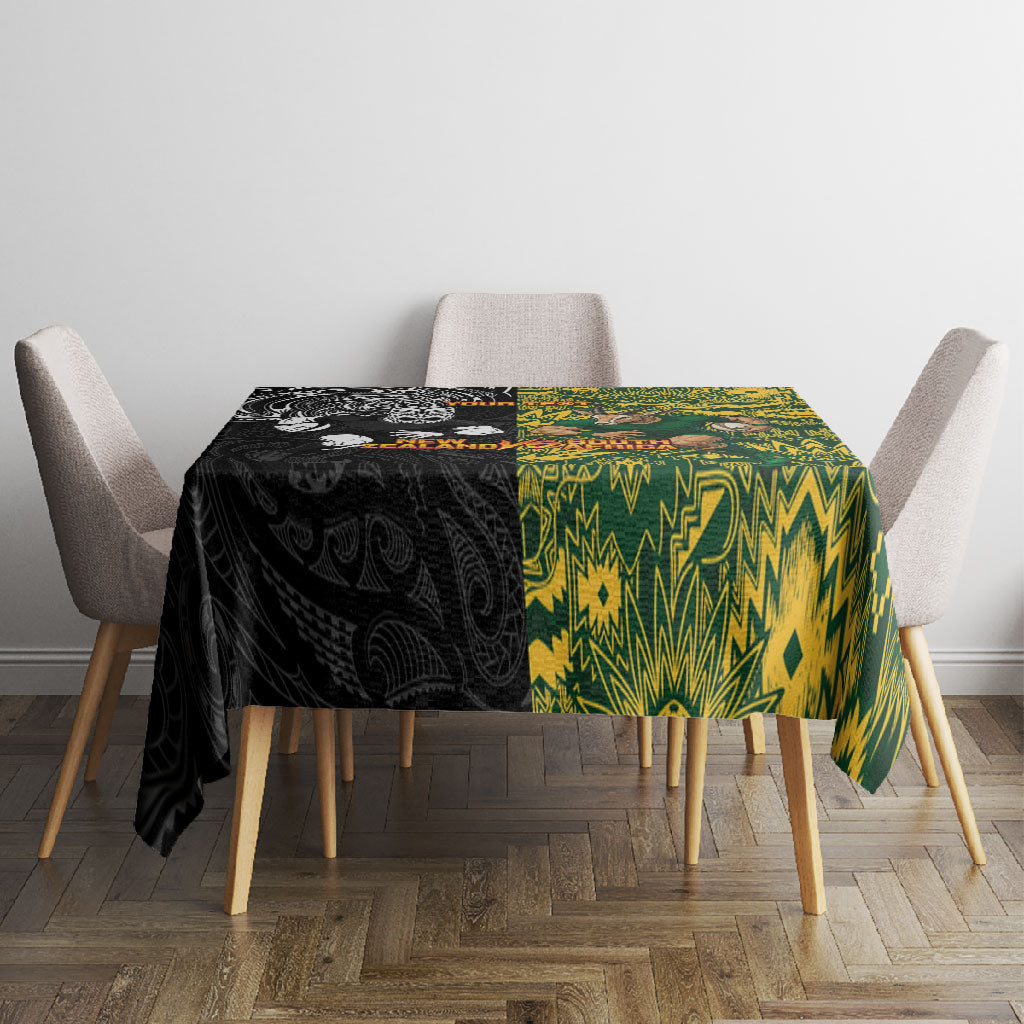 Custom South Africa vs New Zealand Tablecloth Rugby se Grootste Wedywering Two Nations One Battle