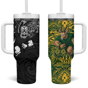 South Africa vs New Zealand Tumbler With Handle Rugby se Grootste Wedywering Two Nations One Battle