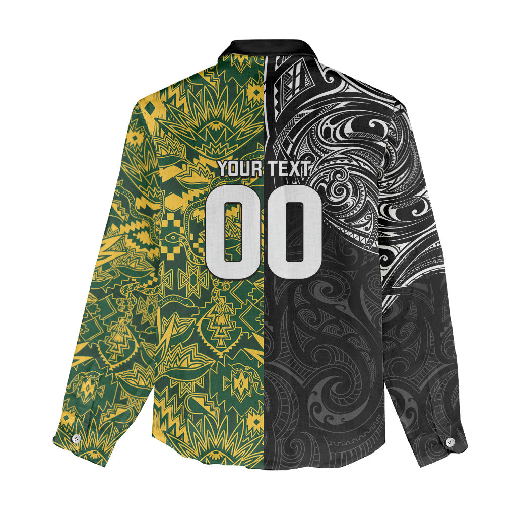 Custom South Africa vs New Zealand Women Casual Shirt Rugby se Grootste Wedywering Two Nations One Battle