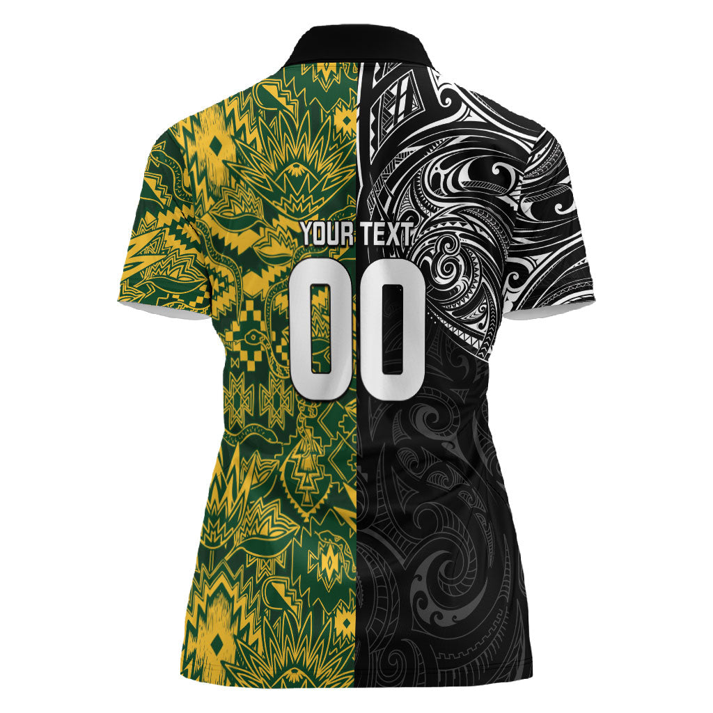 Custom South Africa vs New Zealand Women Polo Shirt Rugby se Grootste Wedywering Two Nations One Battle
