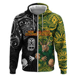 Custom South Africa vs New Zealand Zip Hoodie Rugby se Grootste Wedywering Two Nations One Battle