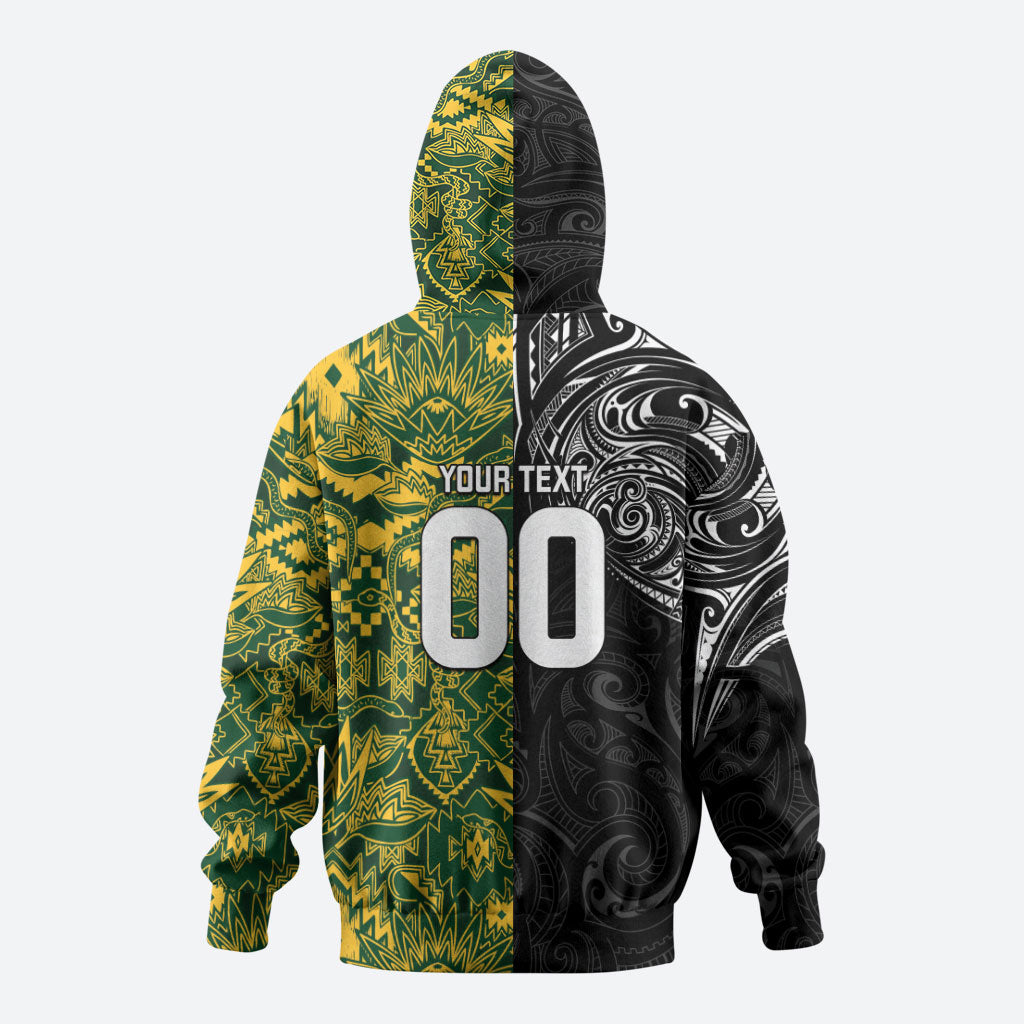 Custom South Africa vs New Zealand Zip Hoodie Rugby se Grootste Wedywering Two Nations One Battle