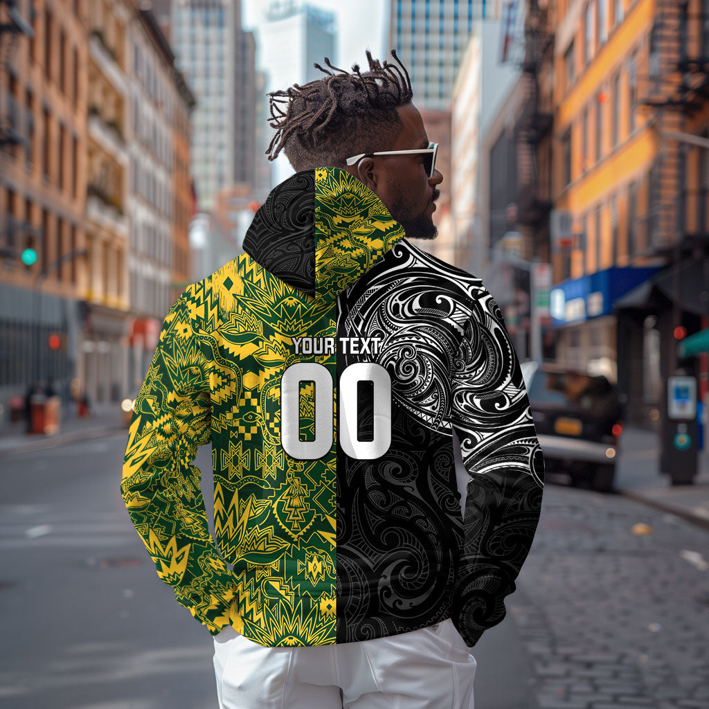 Custom South Africa vs New Zealand Zip Hoodie Rugby se Grootste Wedywering Two Nations One Battle