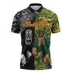 Custom South Africa vs New Zealand Zipper Polo Shirt Rugby se Grootste Wedywering Two Nations One Battle