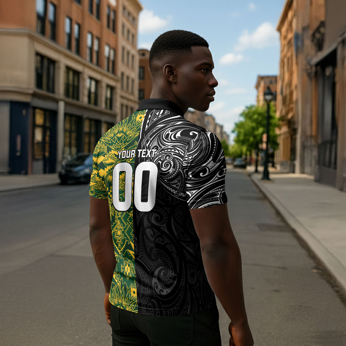 Custom South Africa vs New Zealand Zipper Polo Shirt Rugby se Grootste Wedywering Two Nations One Battle