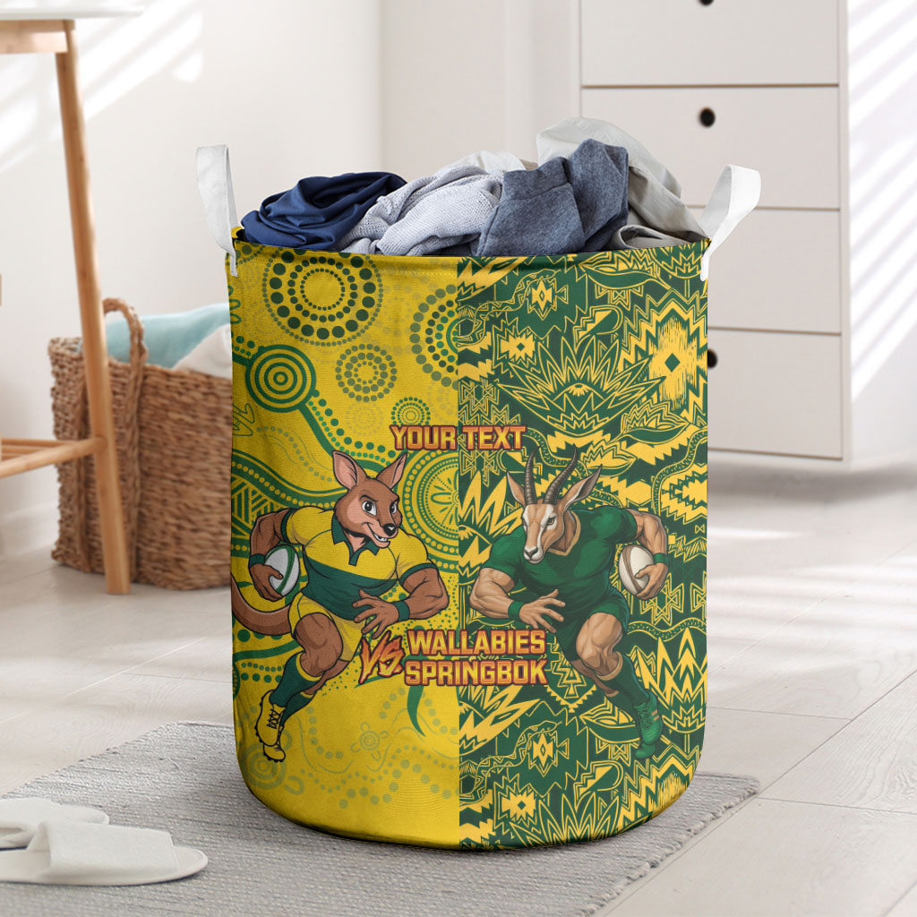 Custom South Africa vs Australia Laundry Basket Springboks Wallabies Two Nations One Battle