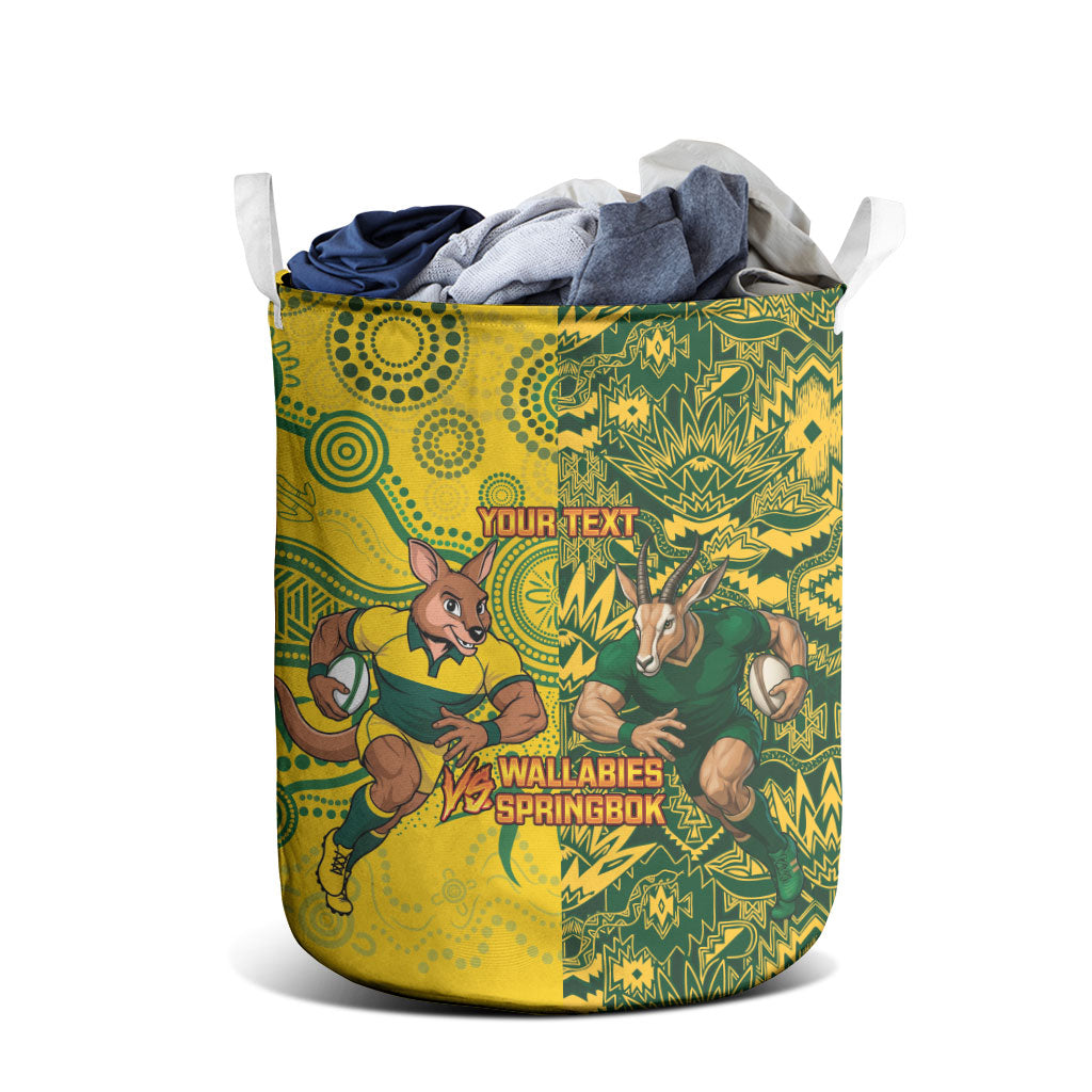 Custom South Africa vs Australia Laundry Basket Springboks Wallabies Two Nations One Battle