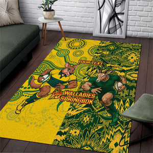 Custom South Africa vs Australia Area Rug Springboks Wallabies Two Nations One Battle