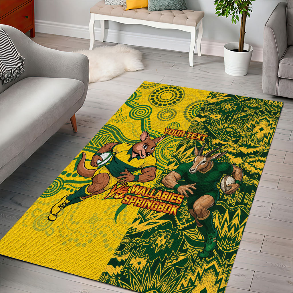 Custom South Africa vs Australia Area Rug Springboks Wallabies Two Nations One Battle