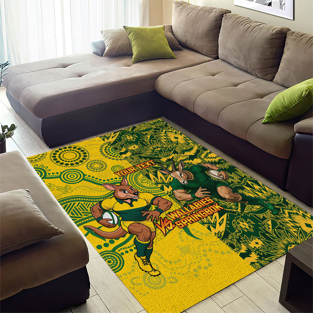 Custom South Africa vs Australia Area Rug Springboks Wallabies Two Nations One Battle