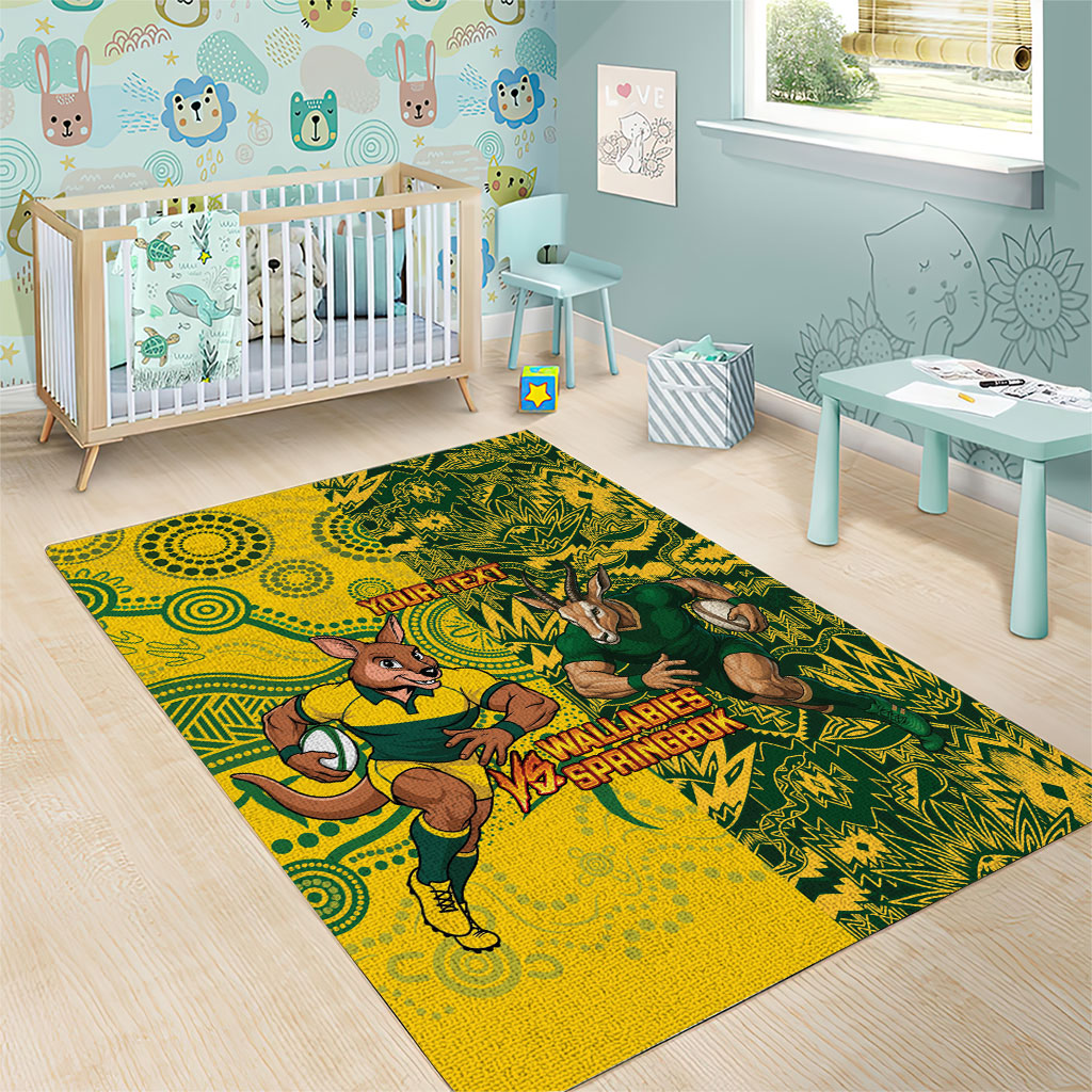Custom South Africa vs Australia Area Rug Springboks Wallabies Two Nations One Battle