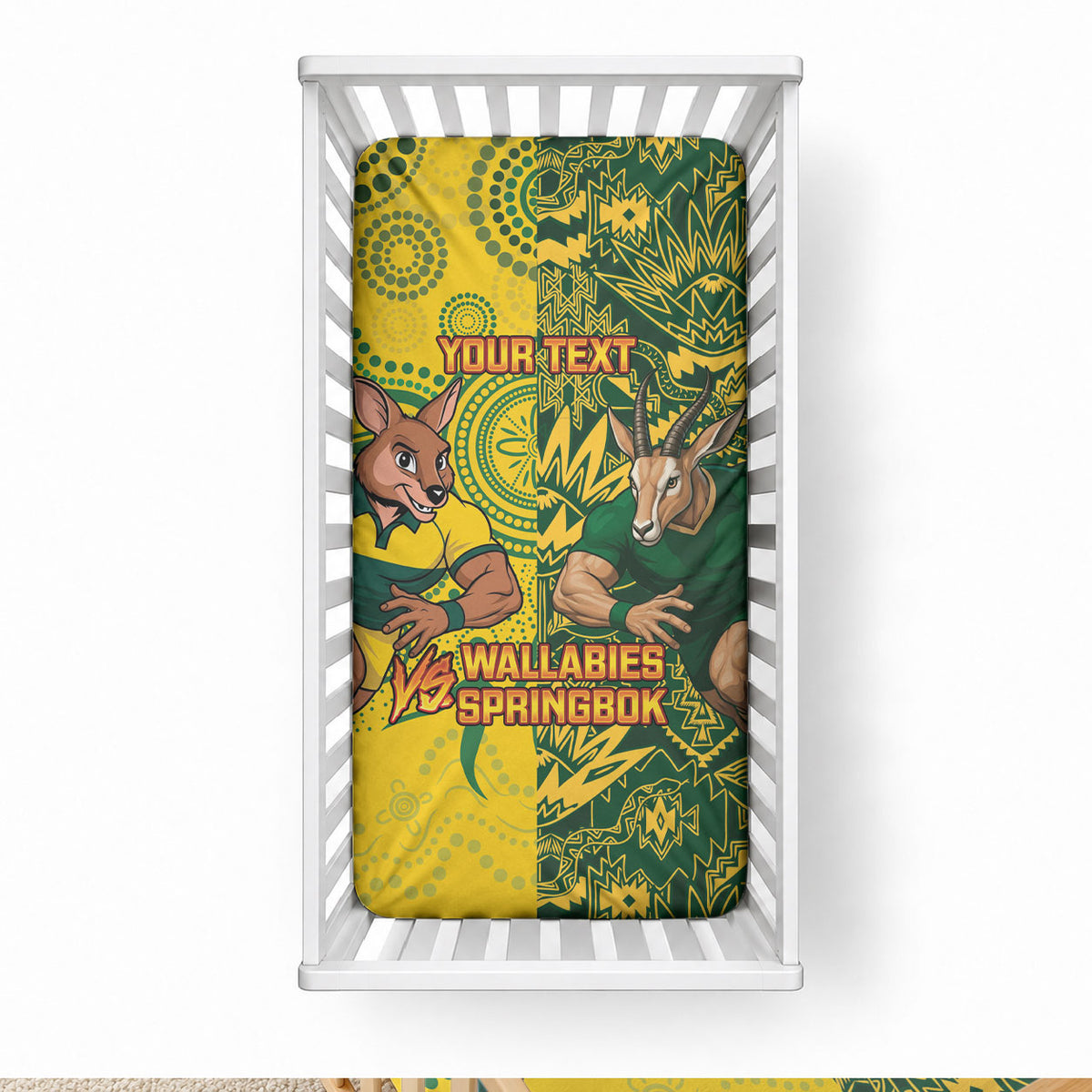 Custom South Africa vs Australia Baby Bed Cover Springboks Wallabies Two Nations One Battle