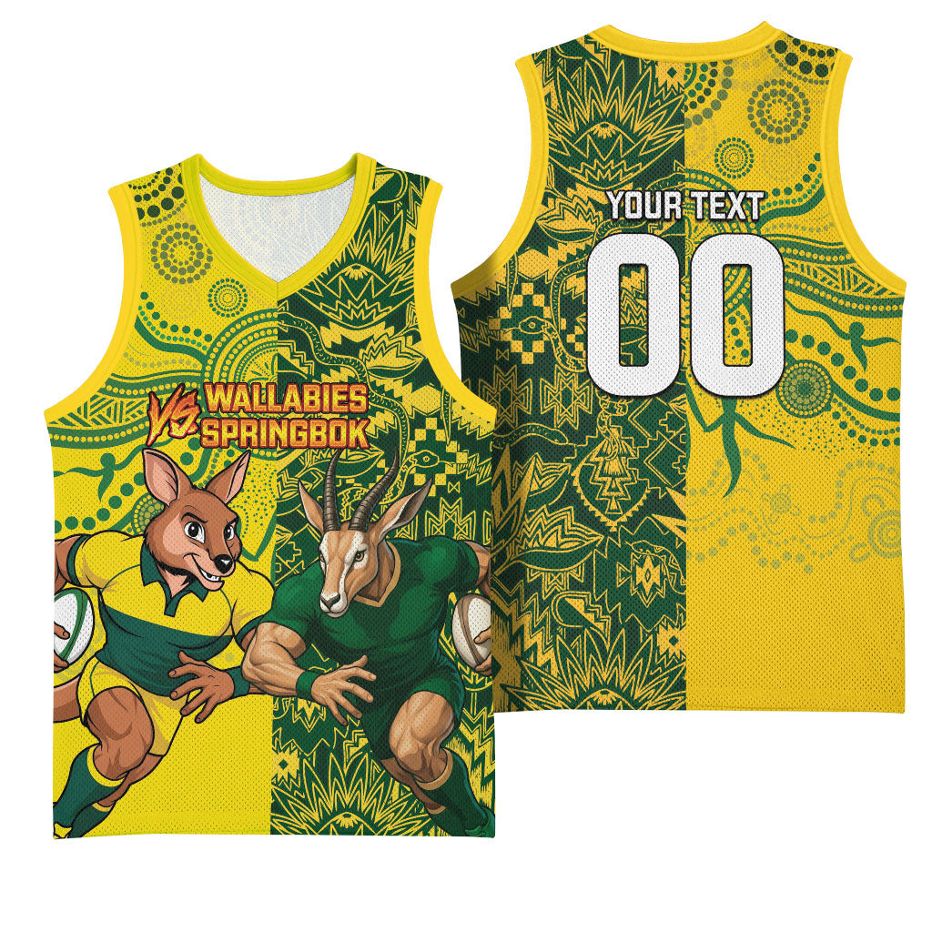 Custom South Africa vs Australia Basketball Jersey Springboks Wallabies Two Nations One Battle