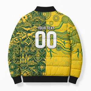 Custom South Africa vs Australia Bomber Puffer Jacket Springboks Wallabies Two Nations One Battle