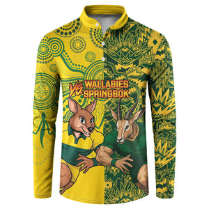 Custom South Africa vs Australia Button Sweatshirt Springboks Wallabies Two Nations One Battle