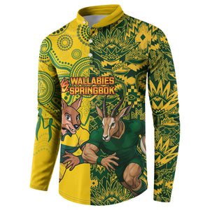 Custom South Africa vs Australia Button Sweatshirt Springboks Wallabies Two Nations One Battle