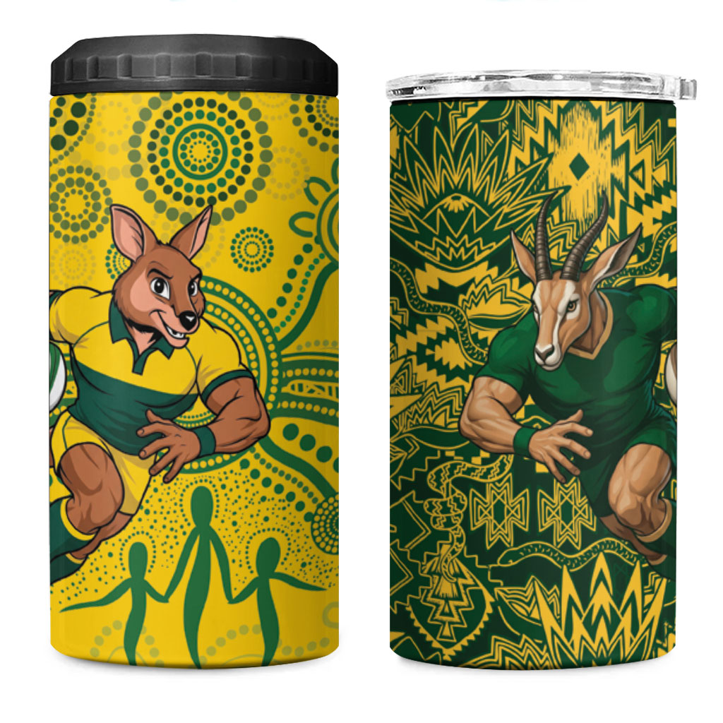 South Africa vs Australia 4 in 1 Can Cooler Tumbler Springboks Wallabies Two Nations One Battle