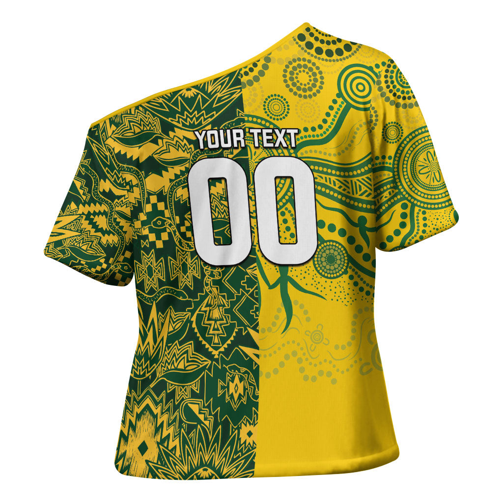 Custom South Africa vs Australia Cross Shoulder Shirt Springboks Wallabies Two Nations One Battle