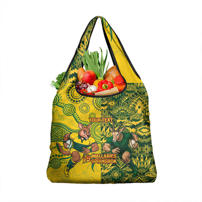Custom South Africa vs Australia Grocery Bag Springboks Wallabies Two Nations One Battle