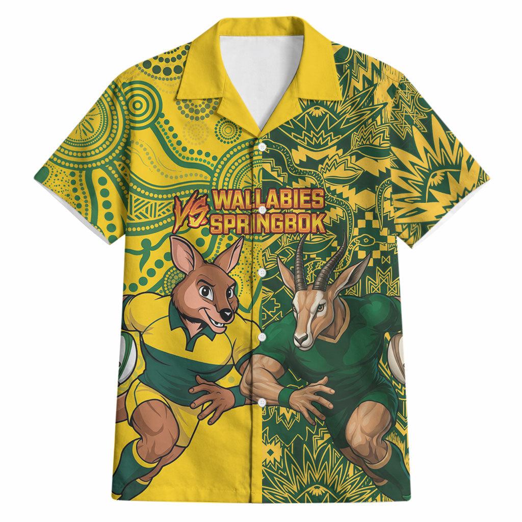 Custom South Africa vs Australia Hawaiian Shirt Springboks Wallabies Two Nations One Battle