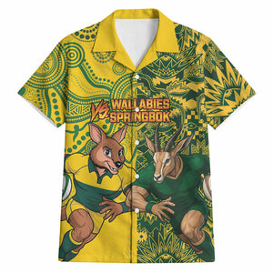 Custom South Africa vs Australia Hawaiian Shirt Springboks Wallabies Two Nations One Battle