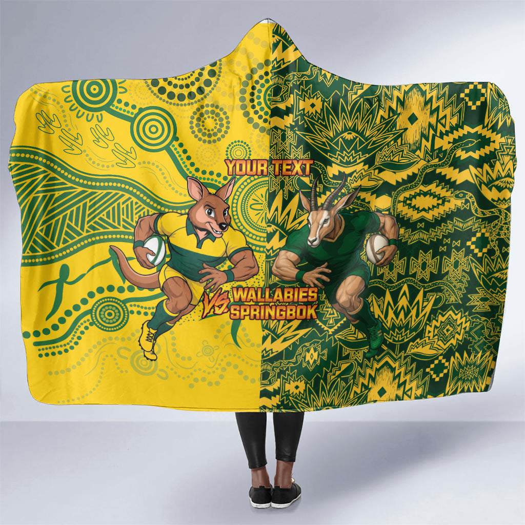 Custom South Africa vs Australia Hooded Blanket Springboks Wallabies Two Nations One Battle