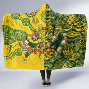 Custom South Africa vs Australia Hooded Blanket Springboks Wallabies Two Nations One Battle