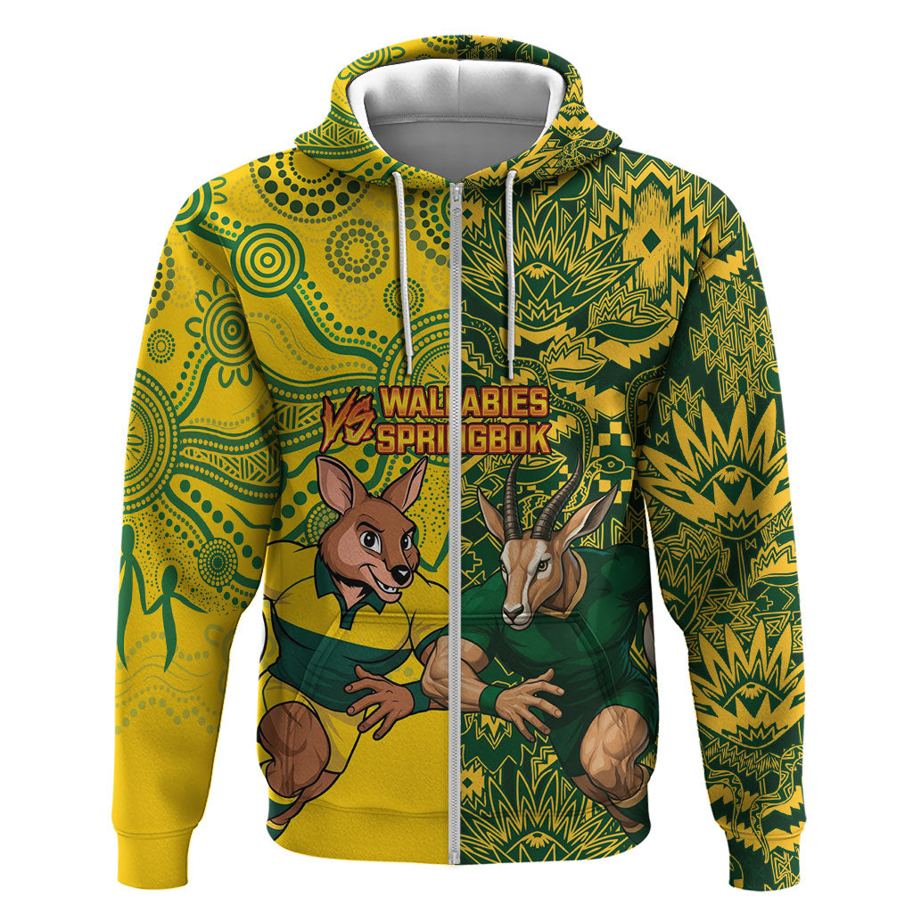 Custom South Africa vs Australia Hoodie Springboks Wallabies Two Nations One Battle