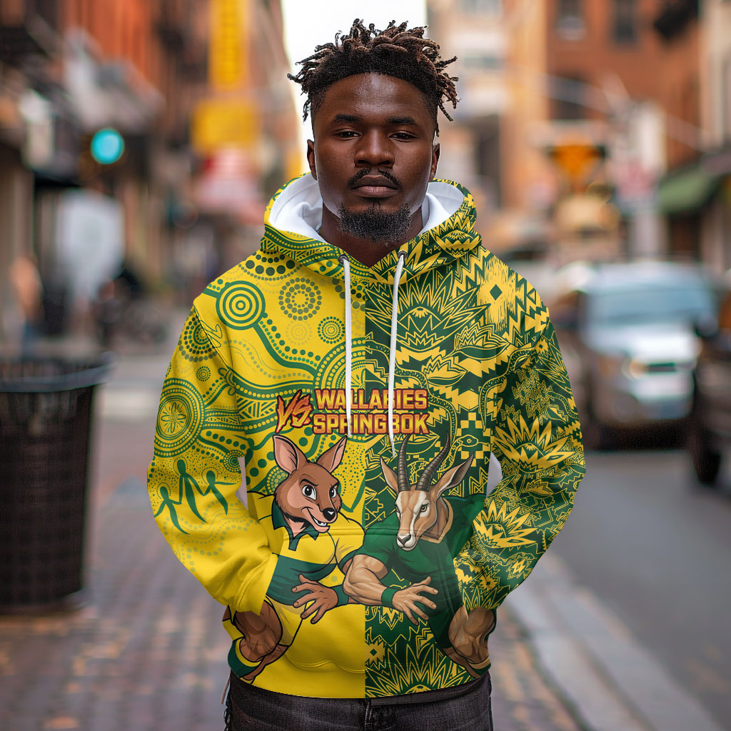 Custom South Africa vs Australia Hoodie Springboks Wallabies Two Nations One Battle