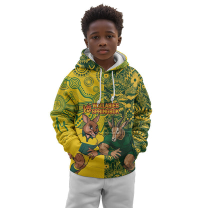 Custom South Africa vs Australia Kid Hoodie Springboks Wallabies Two Nations One Battle