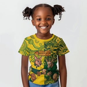 Custom South Africa vs Australia Kid T shirt Springboks Wallabies Two Nations One Battle