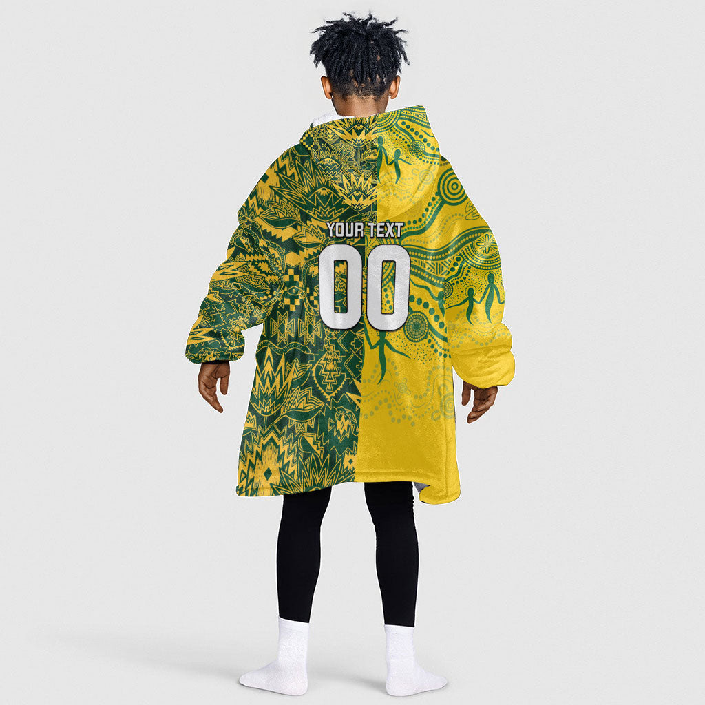 Custom South Africa vs Australia Kid Wearable Blanket Hoodie Springboks Wallabies Two Nations One Battle