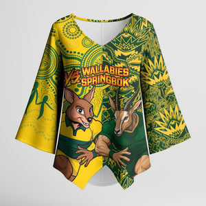 Custom South Africa vs Australia Kimono Sleeve Blouse Springboks Wallabies Two Nations One Battle