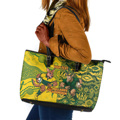 Custom South Africa vs Australia Leather Tote Bag Springboks Wallabies Two Nations One Battle