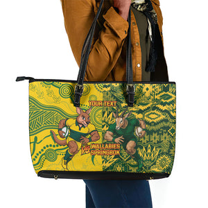 Custom South Africa vs Australia Leather Tote Bag Springboks Wallabies Two Nations One Battle