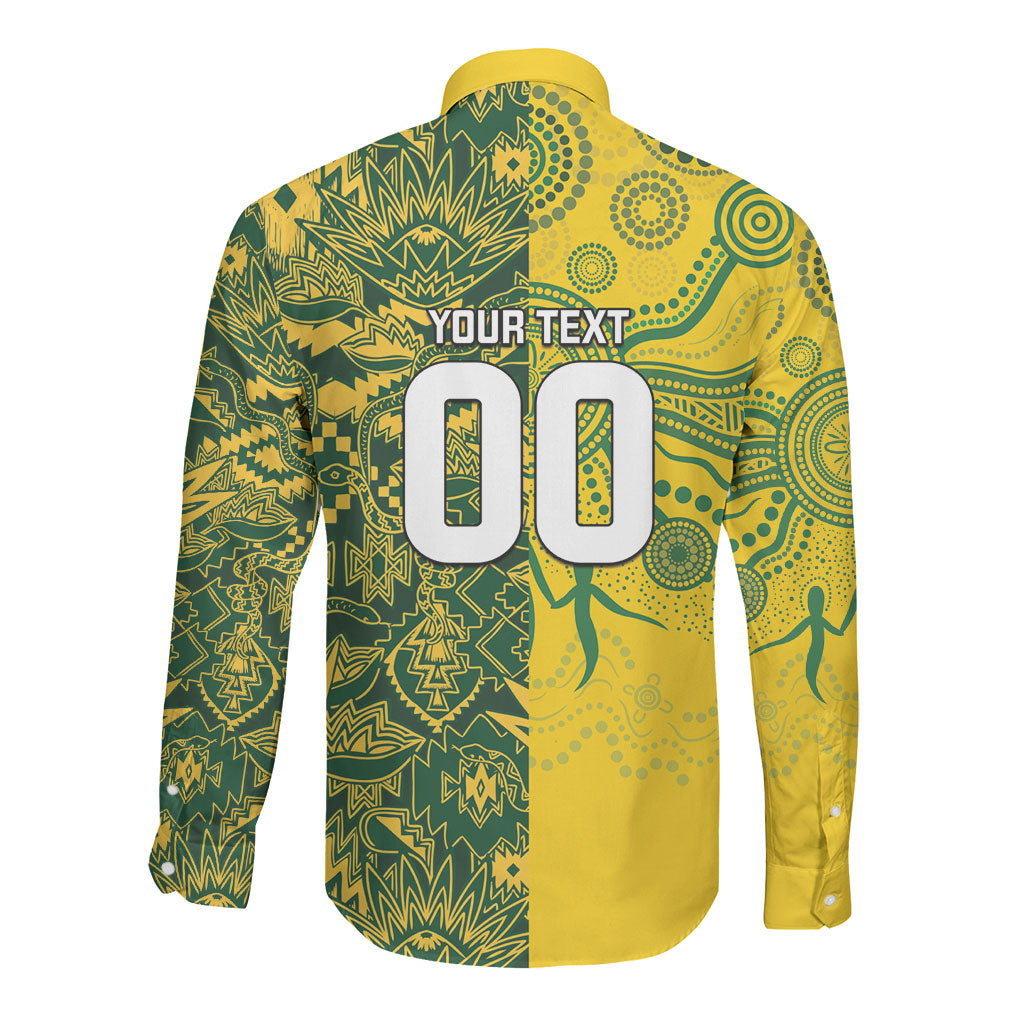 Custom South Africa vs Australia Long Sleeve Button Shirt Springboks Wallabies Two Nations One Battle