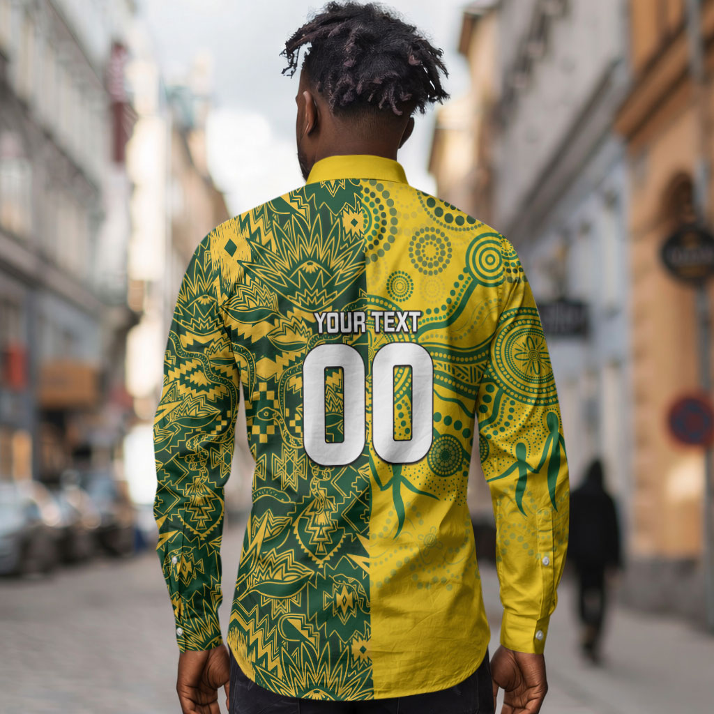 Custom South Africa vs Australia Long Sleeve Button Shirt Springboks Wallabies Two Nations One Battle