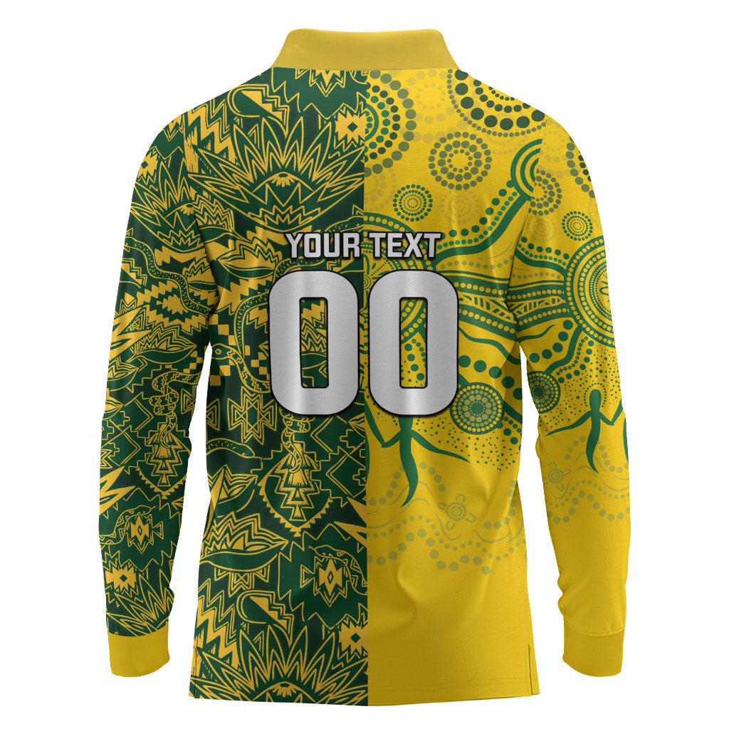 Custom South Africa vs Australia Long Sleeve Polo Shirt Springboks Wallabies Two Nations One Battle