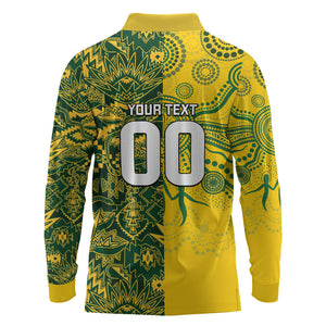 Custom South Africa vs Australia Long Sleeve Polo Shirt Springboks Wallabies Two Nations One Battle