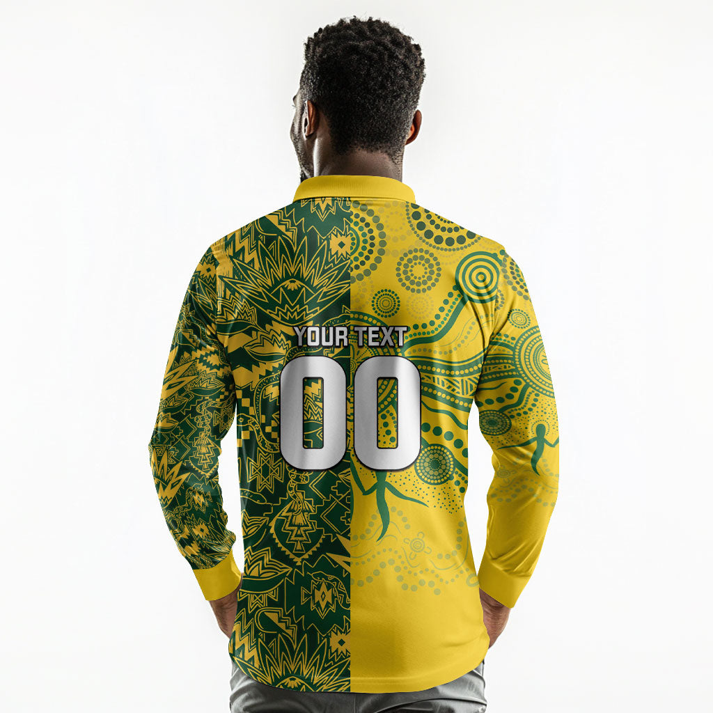 Custom South Africa vs Australia Long Sleeve Polo Shirt Springboks Wallabies Two Nations One Battle