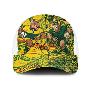 Personalized South Africa vs Australia Mesh Trucker Cap Springboks Wallabies Two Nations One Battle