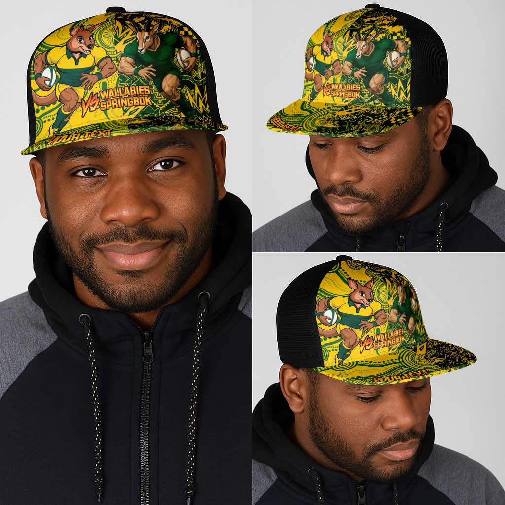 Personalized South Africa vs Australia Mesh Trucker Cap Springboks Wallabies Two Nations One Battle