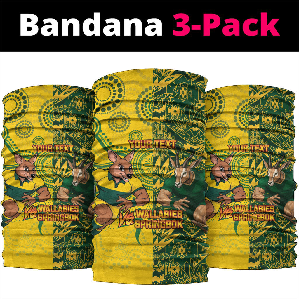 Custom South Africa vs Australia Neck Gaiter Springboks Wallabies Two Nations One Battle