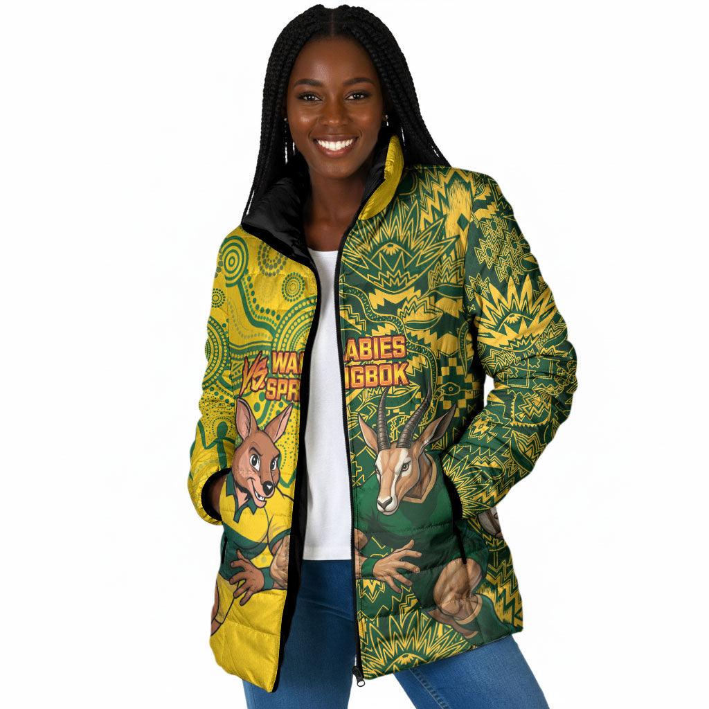 Custom South Africa vs Australia Padded Jacket Springboks Wallabies Two Nations One Battle